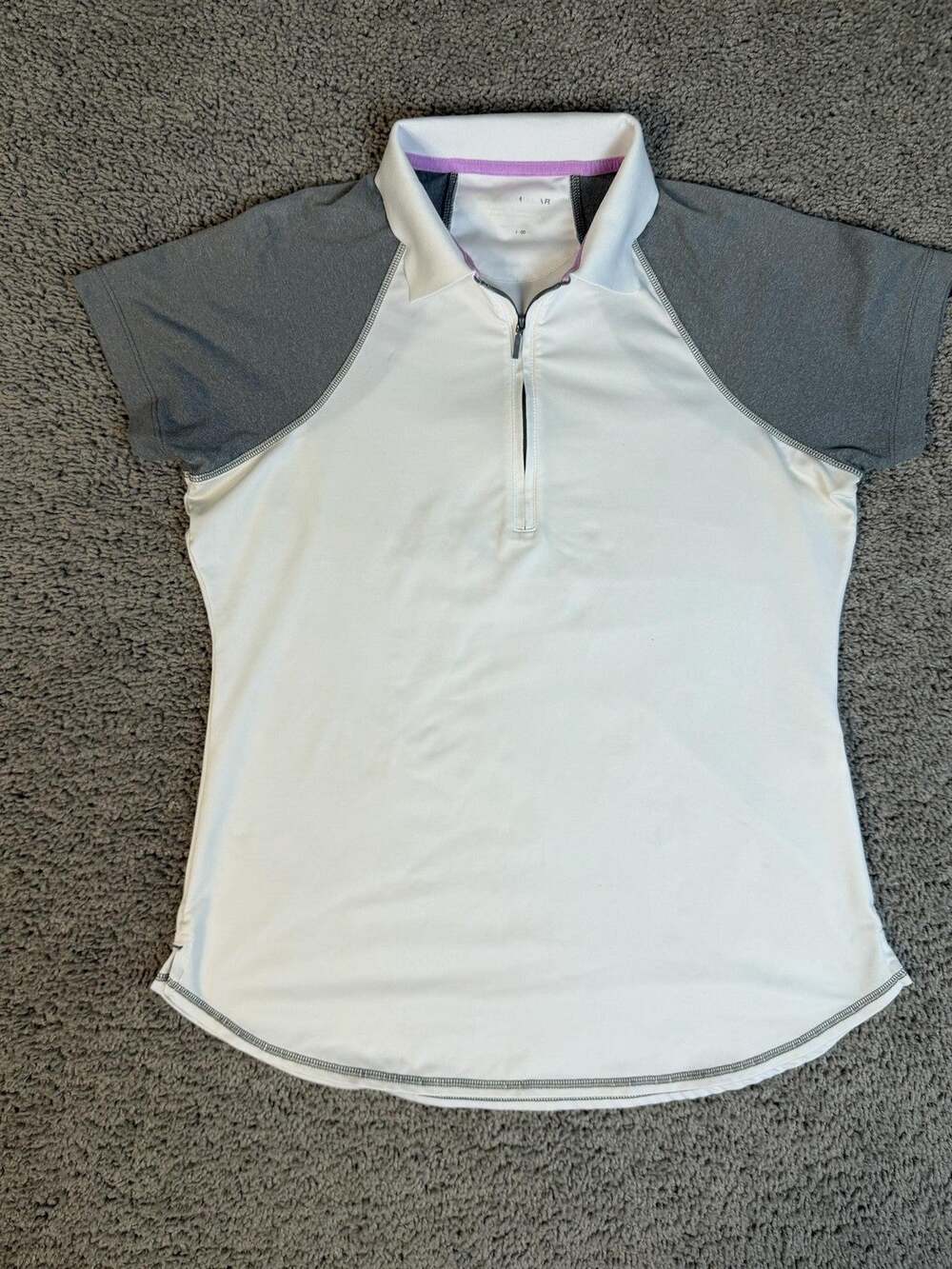 Peter Millar Polo Womens M White Nanolux 1/4 Zip Golf Polyester Short Sleeve